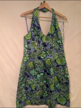 Jones New York Blue and Green Printed Dress